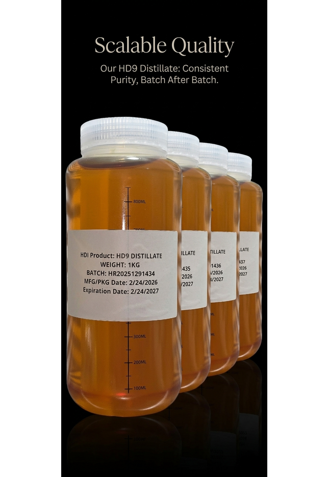 Buy discount high potency liter & less amber color D9 hemp derived bulk distillate for sale